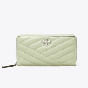 Tory Burch Kira Chevron Quilted Leather Zip Continental Wallet in Pine Frost